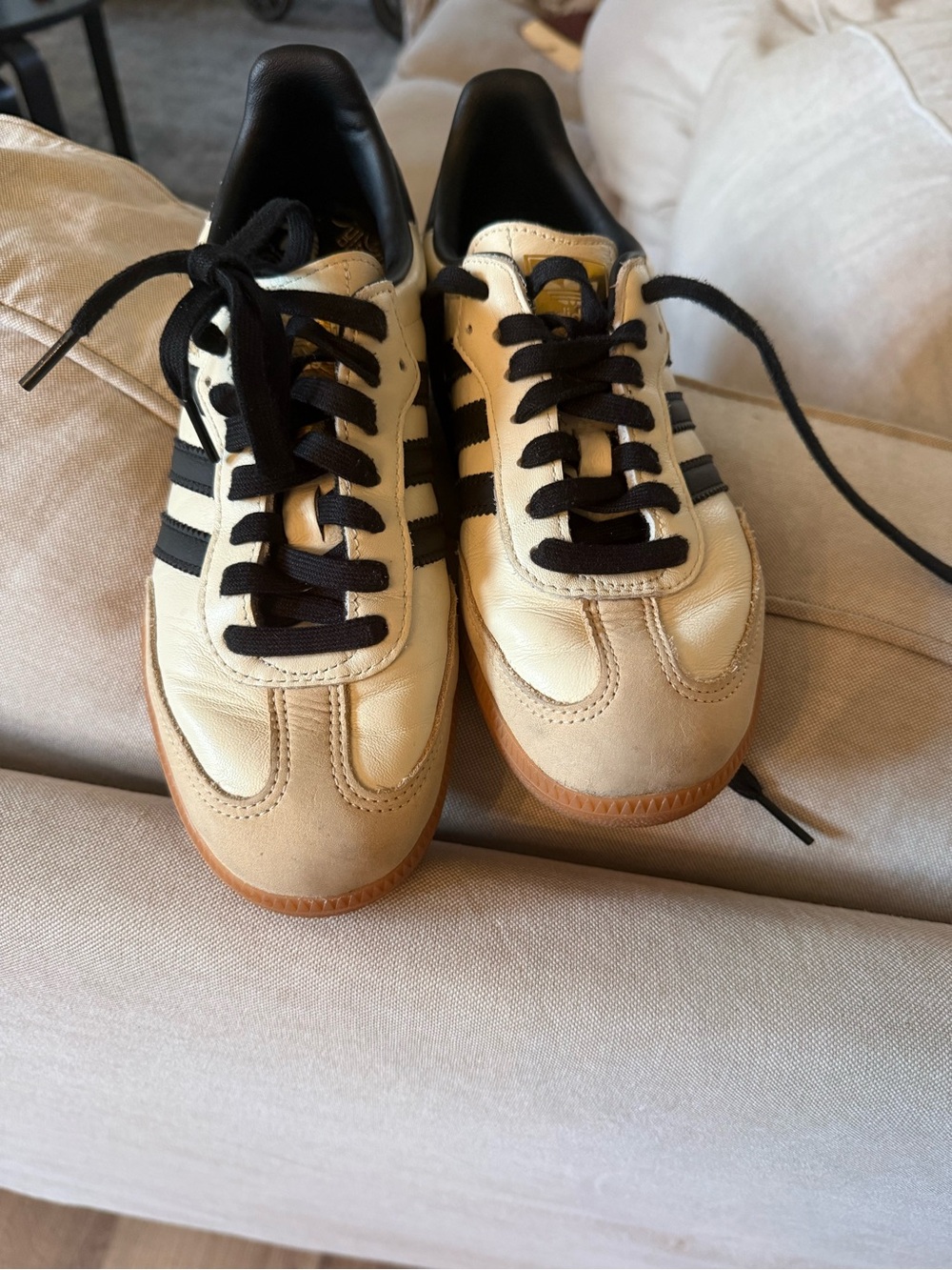 adidas Women's Cream and Black Classic Sneakers